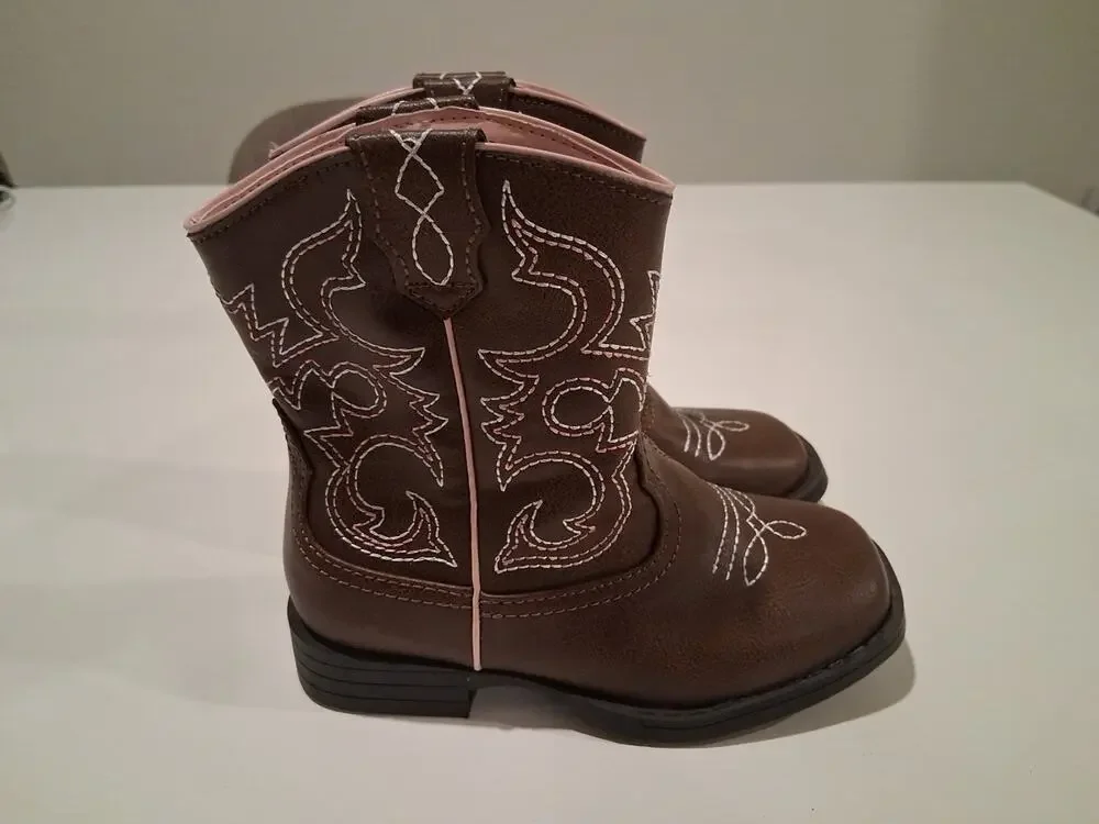 Wonder Nation Girl's Brown Western Cowboy Boots Size 9C